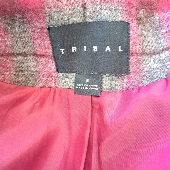 TRIBAL womens coat jacket pink & gray wool size 8 - Picture 7 of 14